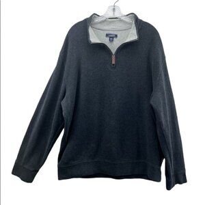 Lands’ End Mens SZ XXL Gray Long Sleeve PullOver 1/4 Zip Sweater Outdoor Hiking